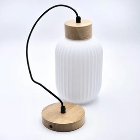 Luster na lanku HARMONY 1xE27/15W/230V pr. 14 cm biela/dub