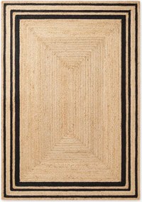 Čierny/v prírodnej farbe obojstranný/ručne tkaný jutový koberec 120x170 cm Jutta – Hanse Home