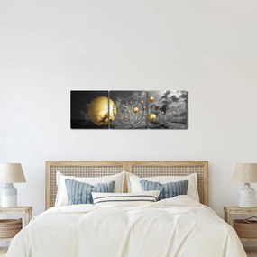Obraz okrových gulí (s hodinami) (90x30 cm)