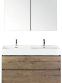 Kúpeľňový nábytkový set Maxx XL 120 cm s keramickým dvojitým umývadlom Model 2 a zrkadlovou skrinkou Tabacco