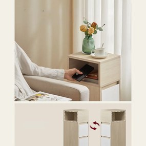 Nočný stolík ROBIN, 30x25x65cm, biela/béžová Vasagle