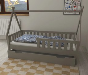 Detská domčeková posteľ z masívu borovice TEA - 200x90 cm - šedá