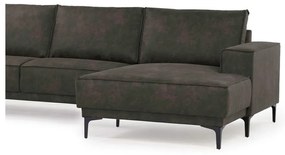 Antracitová rohová pohovka z imitácie kože (pravý roh) Copenhagen – Scandic