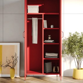 Šatníková skriňa FLAVIO, 800 x 1850 x 450 mm, Modern: červený farba