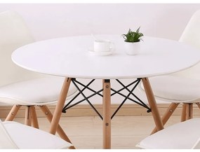 Kondela Jedálenský stôl, biela/buk, priemer 80 cm, GAMIN NEW 80