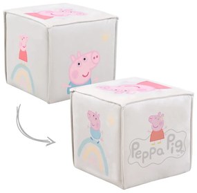 Biely zamatový detský puf Peppa Pig – Roba
