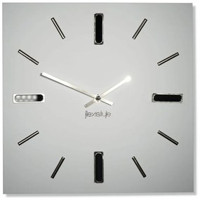 Biele hodiny BRILLIANT 30 cm so striebornými doplnkami