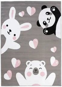 Detský koberec PINKY DE78A Bear Panda Rabbit sivý