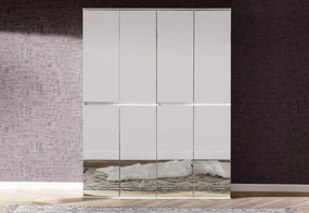 Zrkadlová viacúčelová skriňa s policami Mirror, 37 cm, biela