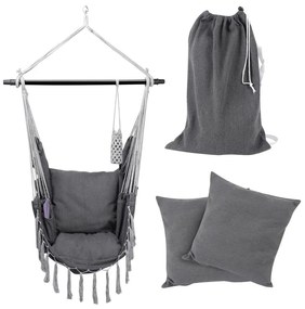 MIADOMODO Závesné hojdacie kreslo, antracit, dovnútra aj von