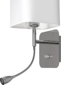 Nástenné svietidlo Napoli, 1x biele textilné tienidlo + 1xLED 1w, ch