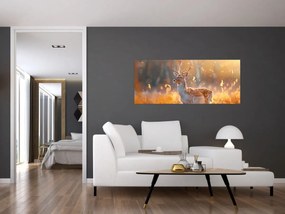 Obraz - Jeleň v poli (120x50 cm)