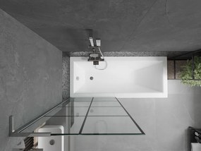 Mexen Next L, 1-krídlová vaňová zástena 80 x 150 cm, 6mm číre sklo-čierny vzor, chrómový profil, 895-080-000-03-77-01