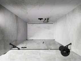 Mexen Lunar, ľavé otočné sprchové dvere 155 cm, 8mm číre sklo, grafitový profil, 834S-155-050-95-00-L