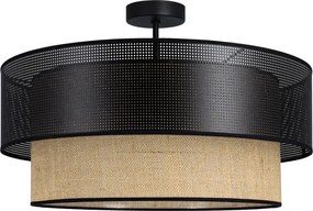 Prisadený luster BORHO 1xE27/60W/230V priemer 40 cm čierna/juta