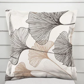 Biante Bavlnená obliečka na vankúš s lemom Sandra SA-411 Hnedé Ginkgo listy na bielom 30 x 50 cm