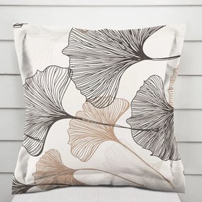 Biante Bavlnená obliečka na vankúš s lemom Sandra SA-411 Hnedé Ginkgo listy na bielom 30 x 50 cm