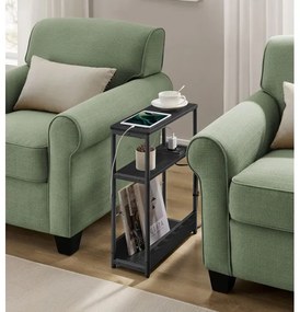 Odkladací stolík ROD s vstavanou zásuvkou a USB portami, čierny