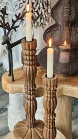 Drevený svietnik na úzku sviečku Jeraldo - Ø 15*38 cm