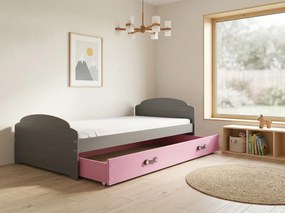Posteľ LILI 200x90 grafitová - ružová