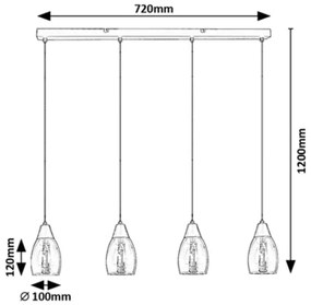 Rabalux 72184 - Luster na lanku ILMARI 4xE27/15W/230V