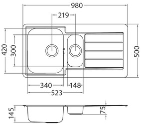 ALVEUS 1082440 - Kuchynský drez LINE 98x50 cm matná oceľ/satén
