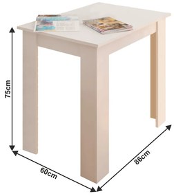Tempo Kondela Jedálenský stôl, biela, 86x60 cm, TARINIO