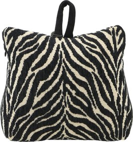 Krémovo-čierna bavlnená dverná zarážka Zebra - 10*21*17cm