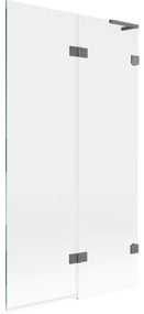 Mexen Lunar L, 2-krídlová vaňová zástena pravá 100 x 150 cm, číre sklo, grafitová, 897L-100-100-95-00-P