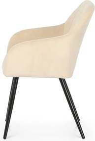 Sada štyroch jedálenských stoličiek LUXANO zamatové, béžové / čierne nohy (4 ks)
