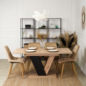 ROZKLADACÍ KUCHYNSKÝ STÔL DUB / ČIERNY 120-160 cm