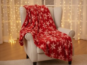 Vianočná mikroplyšová deka FROSTY FLAKES, červená Rozmer: 160 x 200 cm