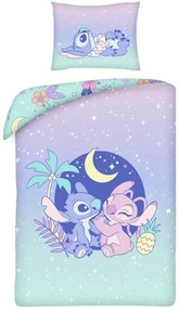 Bavlnené posteľné obliečky Stitch a Angel pod nočnou oblohou - 100% bavlna - 70 x 90 cm + 140 x 200 cm