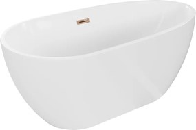 Mexen Eos, voľne stojaca vaňa 150 x 75 cm, biela, ružové zlato prepad, 52471507500-60