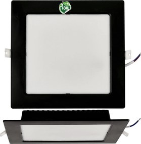 BERGE Štvorcový LED pabel zapustený - čierny - 18W - PC - neutrálna biela