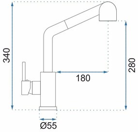 Rea Troy, stojanková kuchynská batéria 34 cm, čierna matná, REA-B6300
