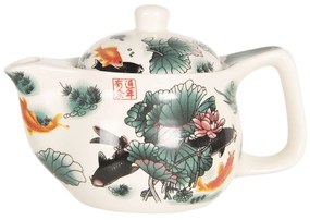 Konvička na čaj s lotosy a rybami - Ø 16*11 cm / 0,4L