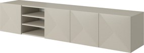 Závesná TV skrinka Asha 200 cm s ryhovaným čelom a výklenkom - kašmír