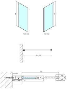 Polysan Polysan, MODULAR SHOWER stena na inštaláciu na múr, pre pripojenie otoč.panelu 1000 mm, MS3A-100