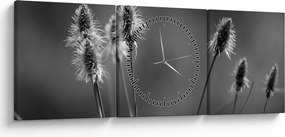 Obraz - Béžová soft grass N⁰2 (s hodinami) (90x30 cm)