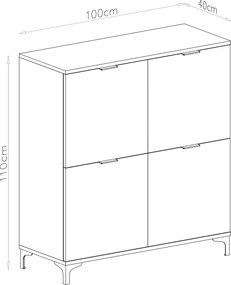 Komoda LANA 02 Elegantný orech -STOJACA KOMODA 4-DVEROVÁ