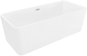 Mexen Nila, voľne stojaca ryhovaná vaňa 170 x 75 cm, biela lesklá, oceľový prepad, 52841708000-97