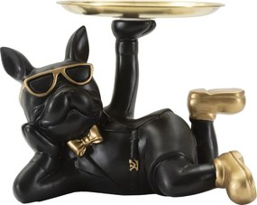 Dekoratívna soška Dog Rover čierno-zlatá
