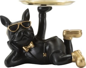 Dekoratívna soška Dog Rover čierno-zlatá