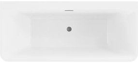 Mexen Volta, voľne stojaca nástenna vaňa 150 x 75 cm, biela, brúsený grafit prepad, 51131507500-95