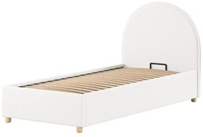 Biela čalúnená jednolôžková posteľ s úložným priestorom s roštom 90x200 cm Moon – Vipack