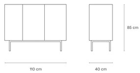 Komoda arista 3 dverová červená 85 x 110 MUZZA