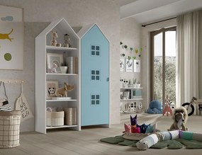 Detská šatníkova skriňa s otvorenou skriňou v tvare plážového domčeka modrá 115cm