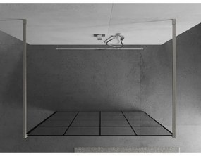 Mexen Kioto, sprchová zástena Walk-In 150 x 200 cm, 8mm sklo čierny vzor, brúsená oceľ profil,  800-150-002-97-77