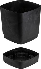 PLASTOVÝ KVETINÁČ CUBI 19X21 CM IMITÁCIA BETÓNU ČIERNA